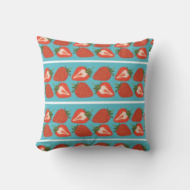 Strawberry Fruit: Seamless Repeat Pattern. Throw Pillow (Front)