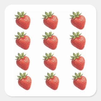 Strawberry Fruit Square Sticker