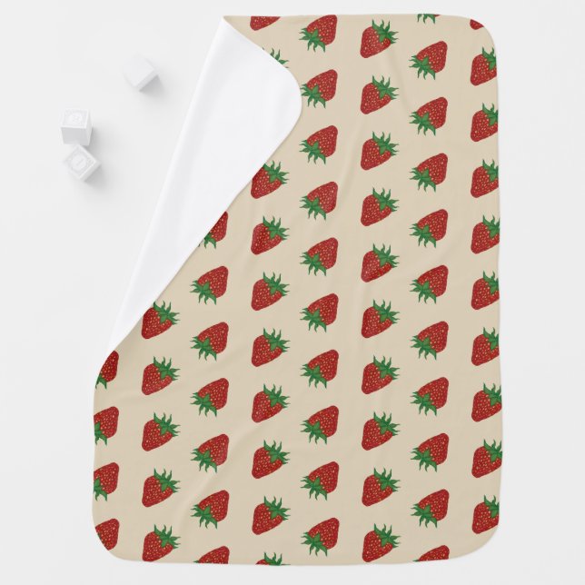 Strawberry Fruit Stripe Pattern Baby Blanket (In Situ)