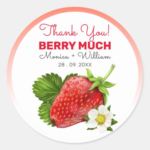 Strawberry Fruit Thank You Classic Round Sticker