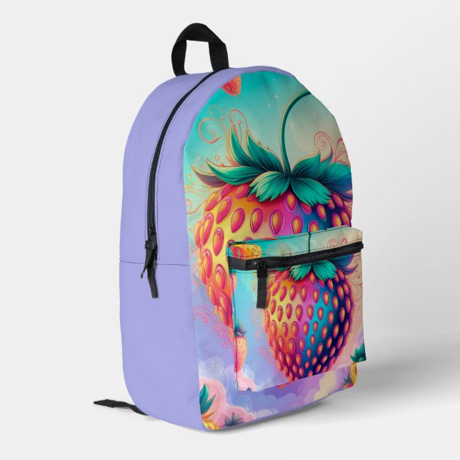 Strawberry Fruit-Themed  Printed Backpack (Back Corner Left)