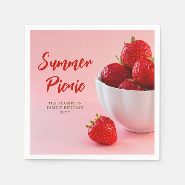 Strawberry Fruits Pic Summer Picnic Family Reunion Napkins (Front)