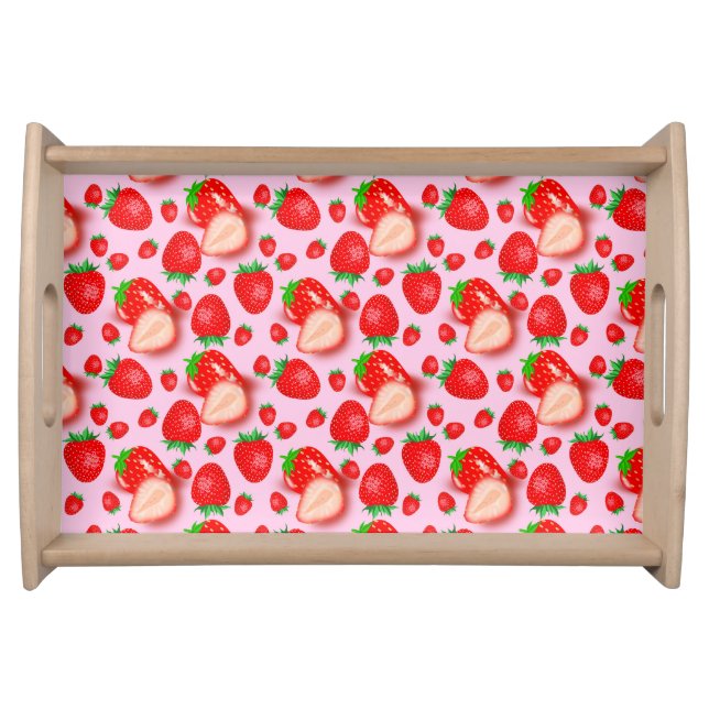 Strawberry Fruity Pattern Design Serving Tray (Front)