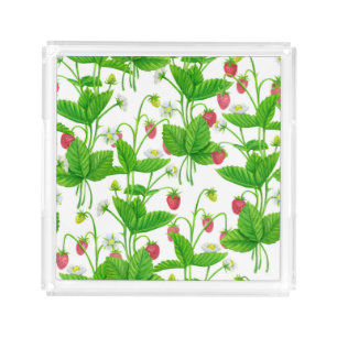 Strawberry garden acrylic tray