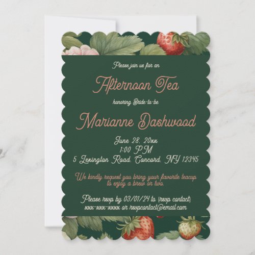 Strawberry Garden Afternoon Tea Bridal Shower Invitation