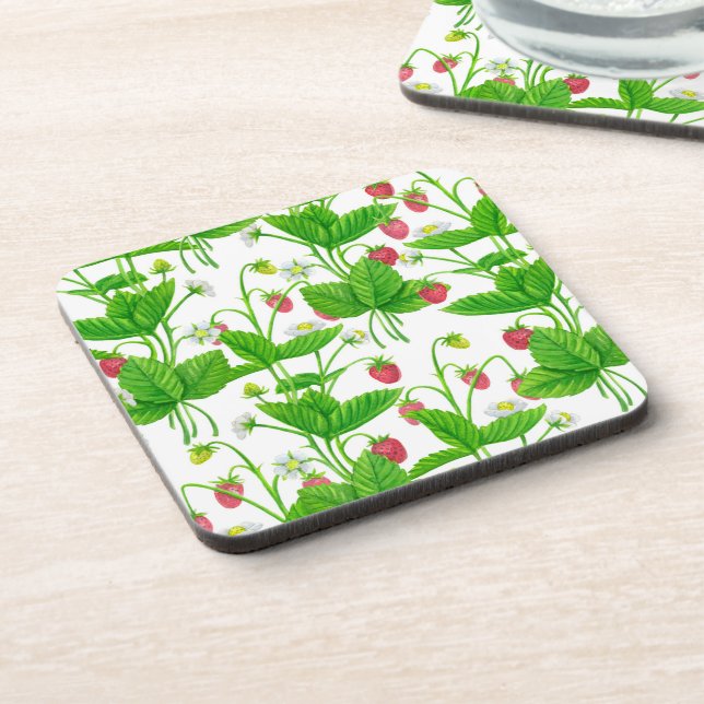 Strawberry garden beverage coaster (Left Side)