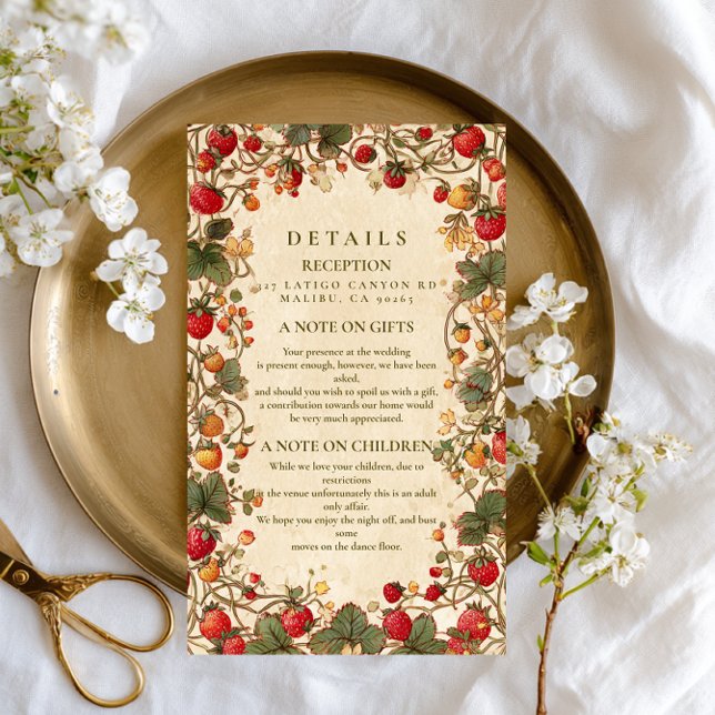 Strawberry Garden Botanical Wedding Enclosure Card (Creator Uploaded)