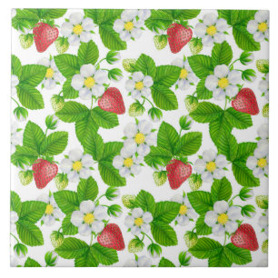 Strawberry garden ceramic tile