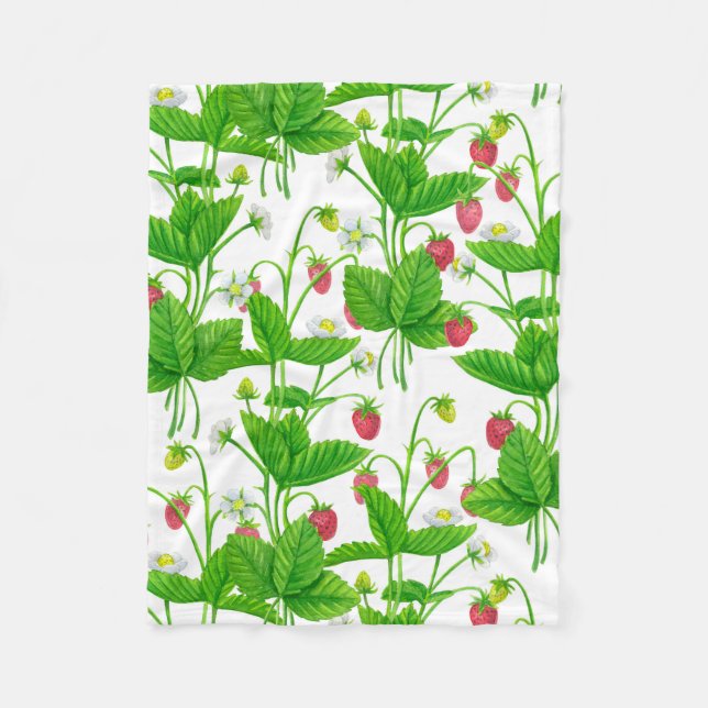 Strawberry garden fleece blanket (Front)