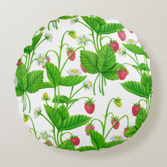 Strawberry garden round pillow (Front)