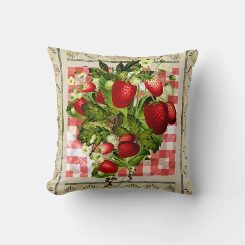 Strawberry Garden Throw Pillow