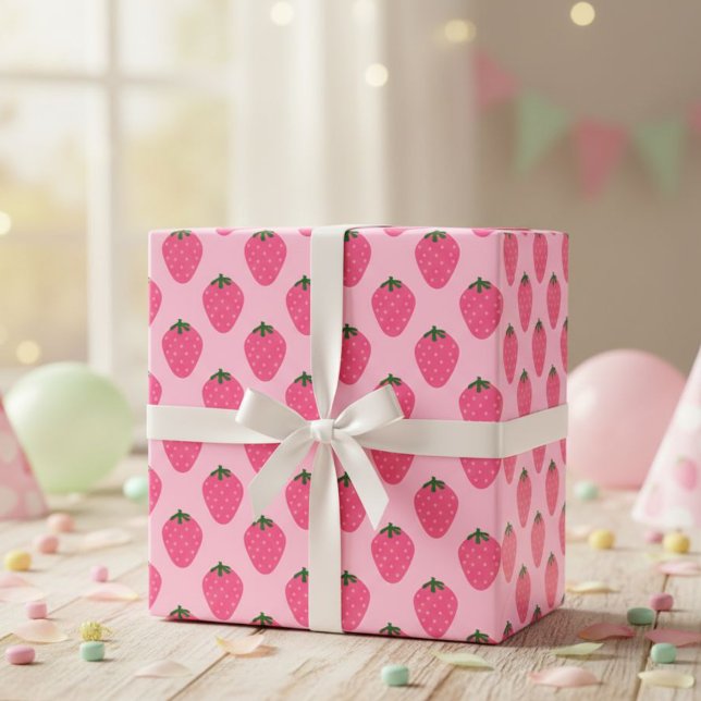 Strawberry gift wrap, cute gift wrap with fruit  (Creator Uploaded)