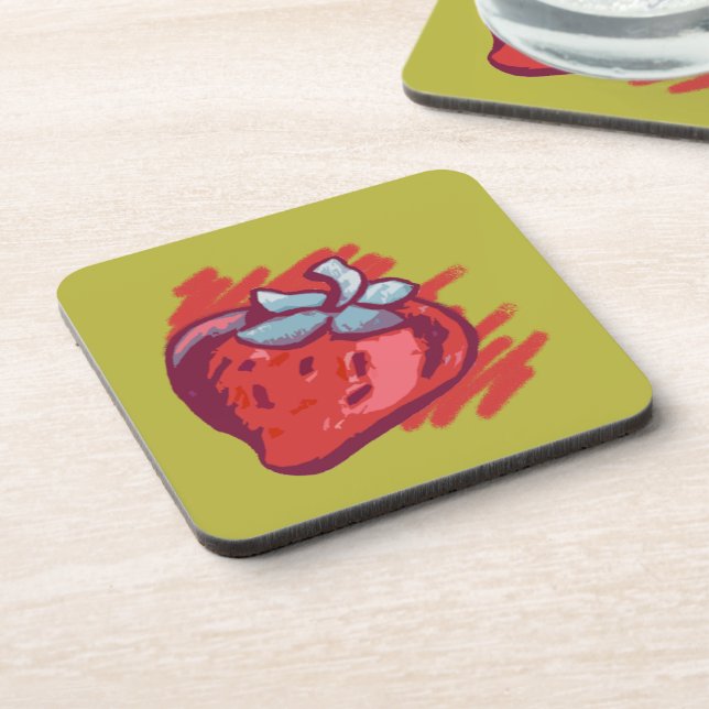 Strawberry Gifts Beverage Coaster (Left Side)
