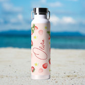 Cute Kawaii Strawberry Clear Pink Kids monogrammed Water Bottle