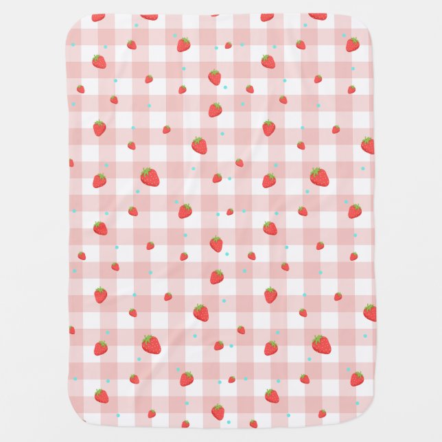 Strawberry Gingham Baby's Blanket (Front)