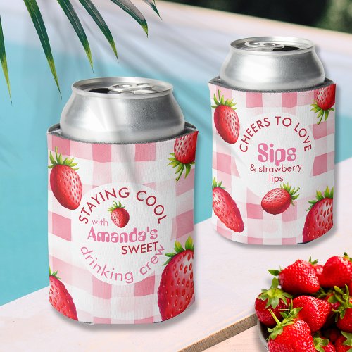 Strawberry Gingham Bachelorette Drink Crew Cooler