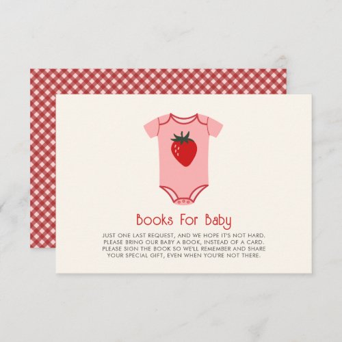 Strawberry Gingham Berry Baby Shower Book Request Enclosure Card