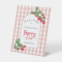Strawberry Gingham Berry First Birthday Welcome