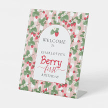 Strawberry Gingham Berry First Birthday Welcome