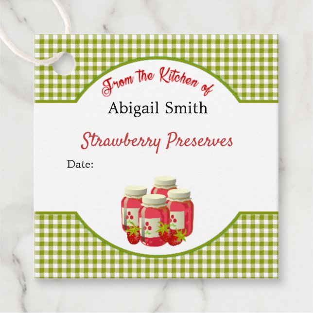 Strawberry Gingham Canning Jar Hang Tag (Front)