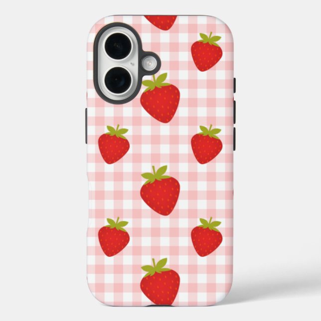 strawberry gingham Case-Mate iPhone case (Back)