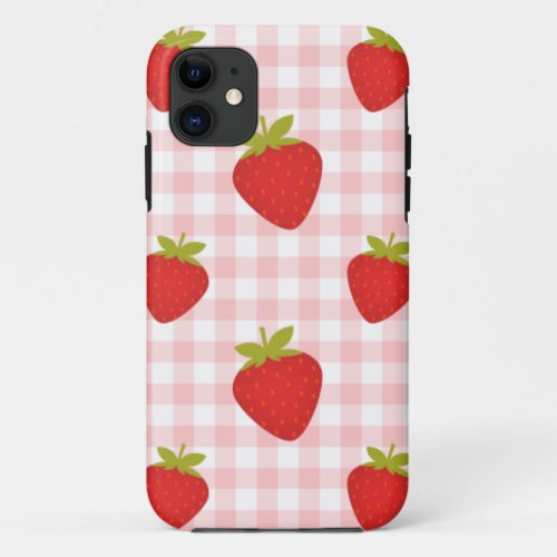 strawberry gingham iPhone 11 case