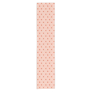 Strawberry Gingham Check Salmon Pink Short Table Runner