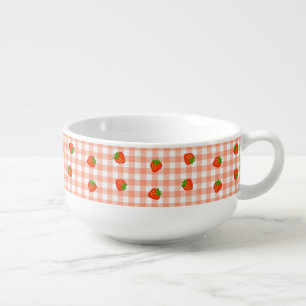 Strawberry & Gingham Check (Salmon Pink) Soup Mug