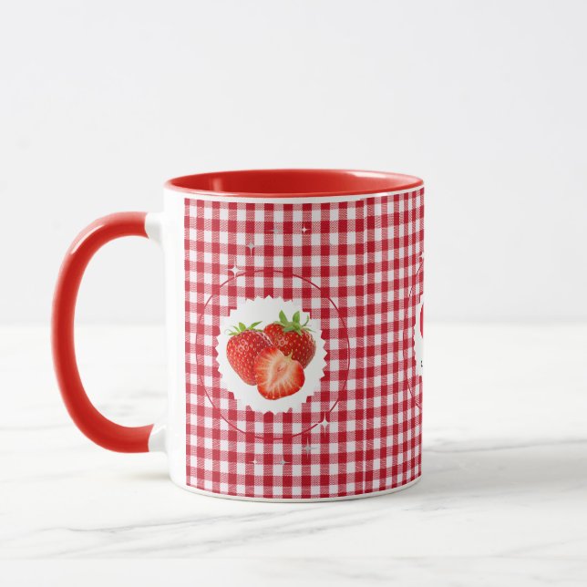 Strawberry Gingham Love Mug (Left)