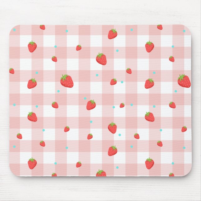 Strawberry Gingham Mouse Pad (Front)