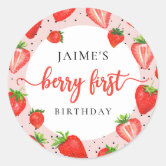 Strawberry Berry First 1st Birthday Party Classic Round Sticker