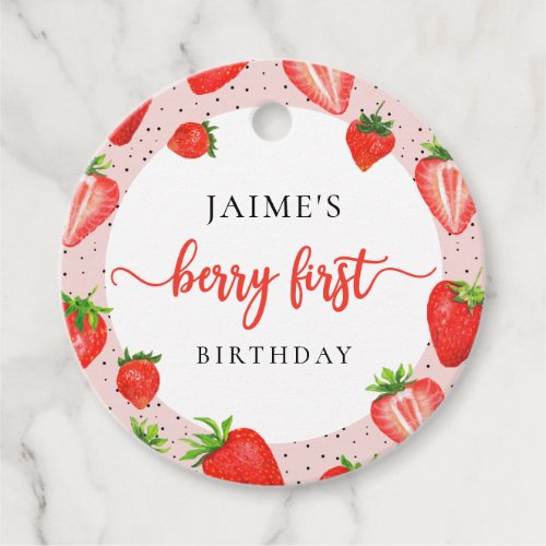 Strawberry Girl 1st Birthday Berry First Birthday Favor Tags