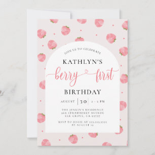Strawberry Girl 1st Birthday Berry First Birthday Invitation