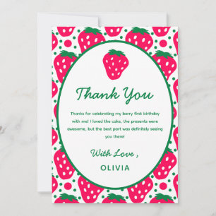 Strawberry Girl 1st Birthday Party Invitation