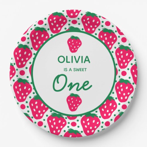 Strawberry Girl 1st Birthday Party Paper Plates