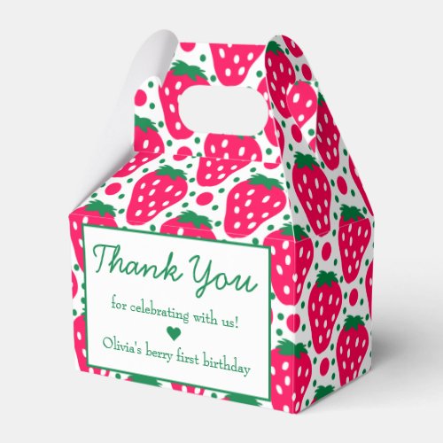 Strawberry Girl 1st Birthday Party Thank You  Favor Boxes