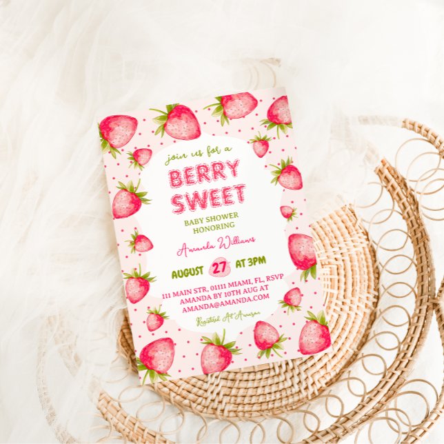 Strawberry Girl Baby Shower  Invitation (Creator Uploaded)