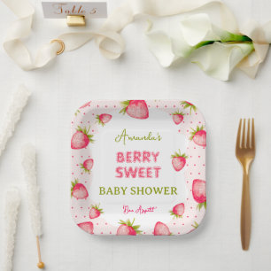 Strawberry Girl Baby Shower Paper Plates