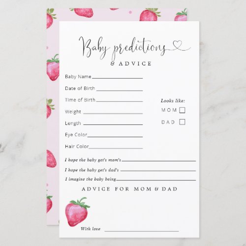 Strawberry Girl Baby Shower Predictions Advice