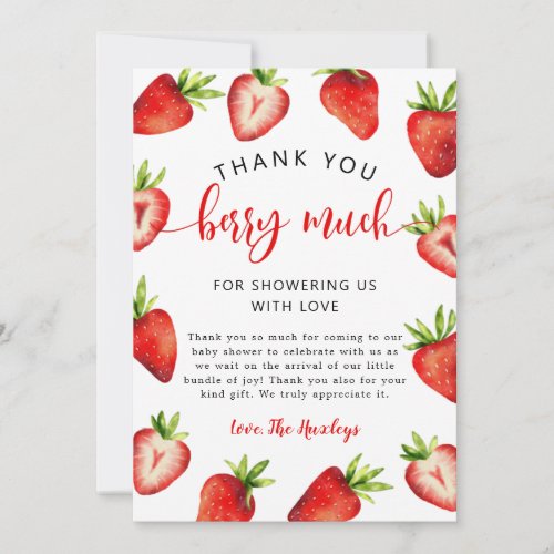 Strawberry Girl Baby Shower  Thank You Card