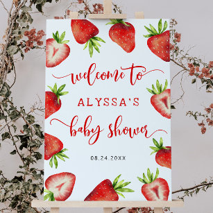 Strawberry Girl Baby Shower Welcome Sign