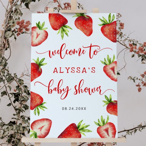 Strawberry Girl Baby Shower Welcome Sign