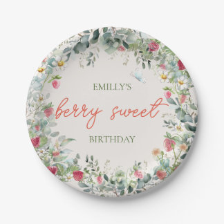 Strawberry Girl Berry First Birthday Paper Plates