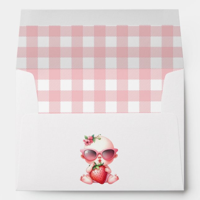 Strawberry Girl Berry Sweet Baby Shower Envelope (Back (Bottom))