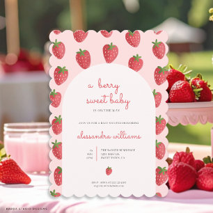 Strawberry Girl Berry Sweet Baby Shower Invitation