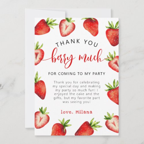 Strawberry Girl Birthday Berry Much Thank You Card