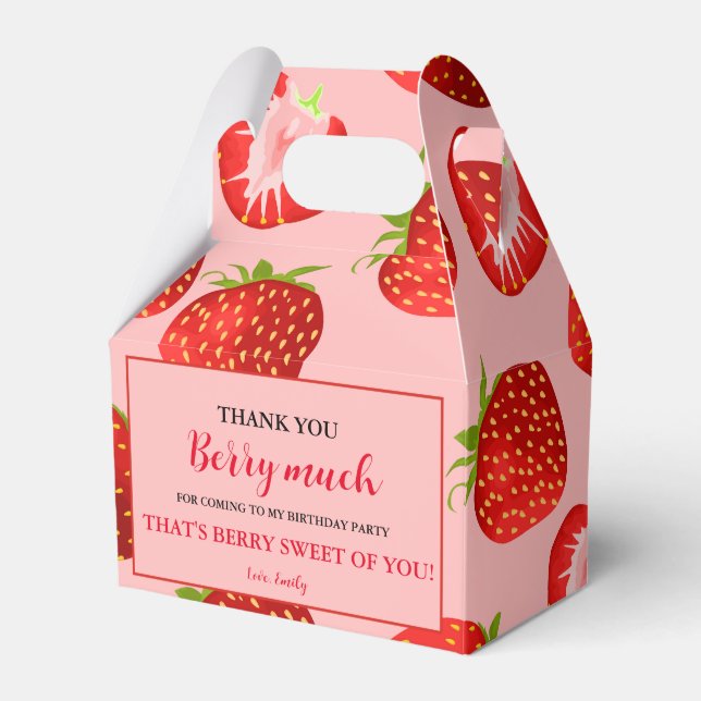Strawberry Girl Birthday Berry Sweet| Berry First  Favor Boxes (Front Side)