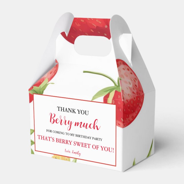 Strawberry Girl Birthday Berry Sweet| Berry First  Favor Boxes (Front Side)