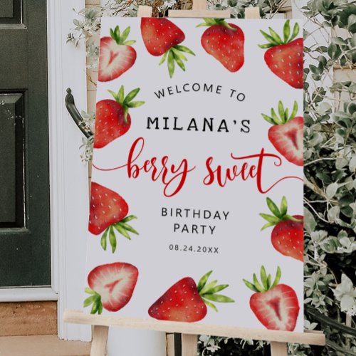 Strawberry Girl Birthday Berry Sweet Welcome Sign