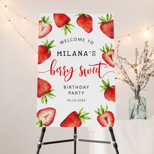 Strawberry Girl Birthday Berry Sweet Welcome Sign